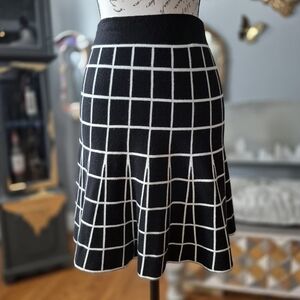 Sunday in Brooklyn Black and White Checkered A-Line Skirt XS, Size 0